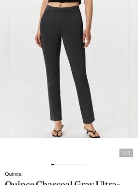 Quince Charcoal Gray Ultra-Stretch Ponte Straight Leg Pants NWT